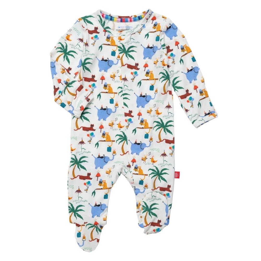 SOLD Magnetic Me Footed Pajamas Size 0-3M Party Animal Print